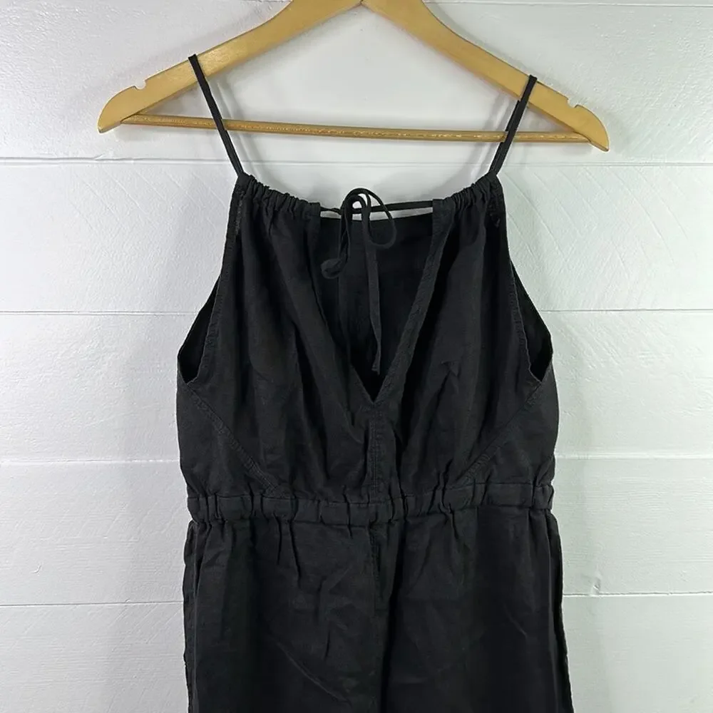 EVERLANE Apron Black Linen Shoestring Jumpsuit Size XXS
